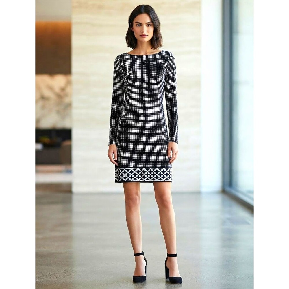 Michael Kors Black/White Geometric Shift Dress